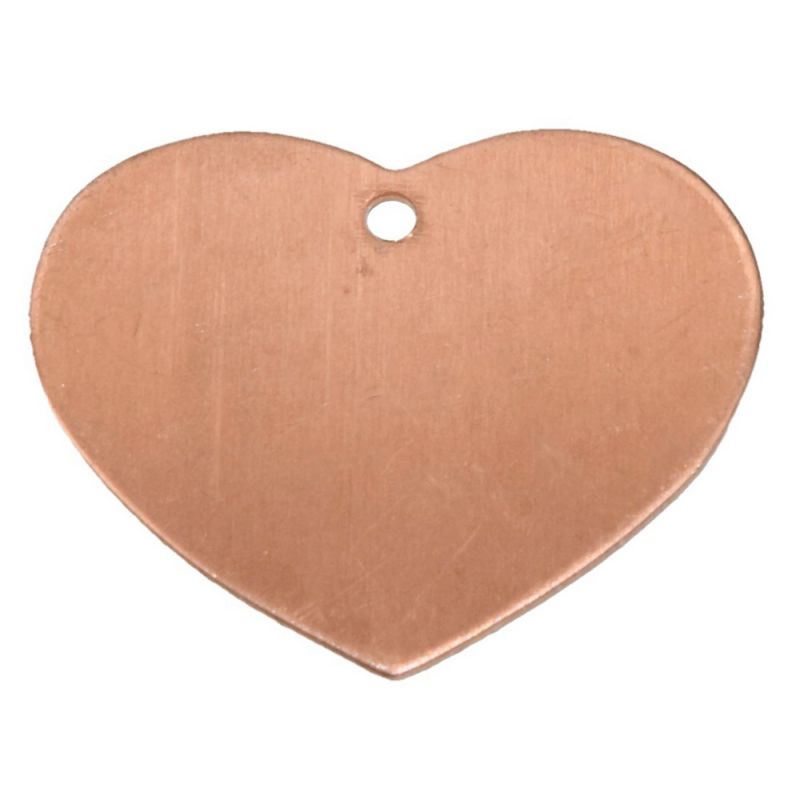 10 Pendentifs Cœur en Cuivre, 27x23 mm, 1 Trou, Ébauche 0,8 mm, Émaillage 850°C