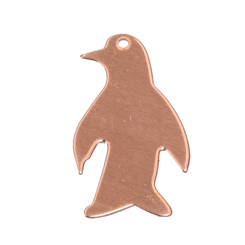 10 Copper Penguin Pendants 33x20 mm, 1 hole, blank thickness 0.8 mm, for enameling up to 850°C