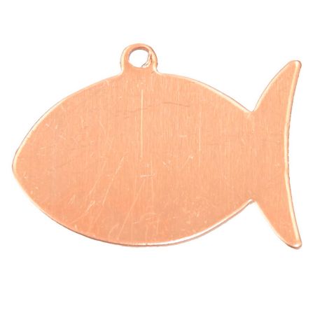 10 Pendentifs en Cuivre Poisson 30x22 mm, 1 trou, ébauche épaisseur 0.8 mm, pour émaillage jusqu'à 850°C