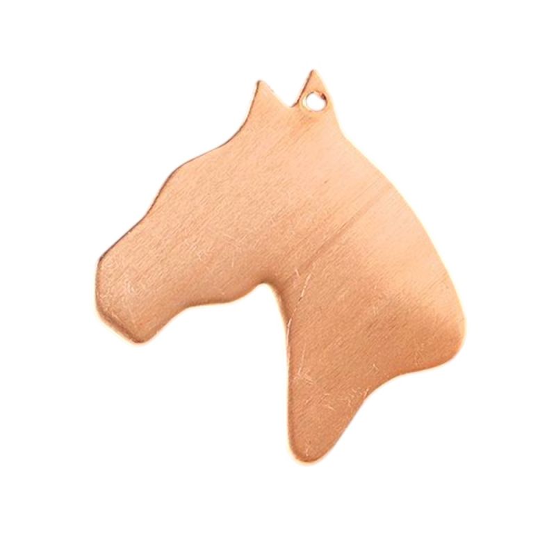 10 Pendentifs en Cuivre Tête de cheval, 34x31 mm, 1 trou, ébauche épaisseur 0.8 mm, pour émaillage jusqu'à 850°C