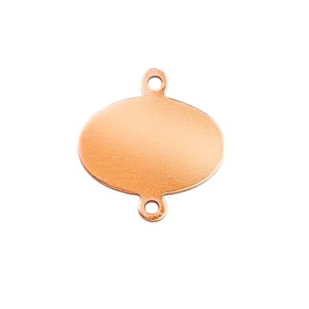 10 Pendentifs en Cuivre Oval, 20x13 mm, 2 trous, ébauche épaisseur 0.8 mm, pour émaillage jusqu'à 850°C