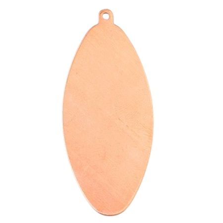 10 Copper Pendants, Elongated Oval, 59x25 mm, 1 hole, blank thickness 0.8 mm, for enameling up to 850°C