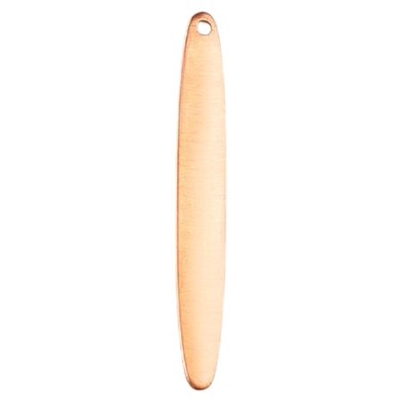 10 Copper Pendants, Elongated Oval, 46x6 mm, 1 hole, blank thickness 0.8 mm, for enameling up to 850°C