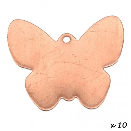 Lot de 10 Pendentifs en cuivre Papillon 1 trou, ébauche 22 x 22 mm, émaillage à froid