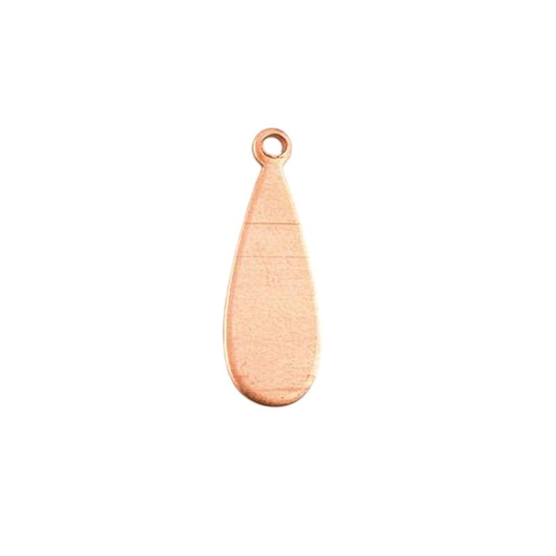 10 Pendentifs en Cuivre Goutte, 21 x 8 mm, 1 trou, ébauche épaisseur 0.8 mm, pour émaillage jusqu'à 850°C