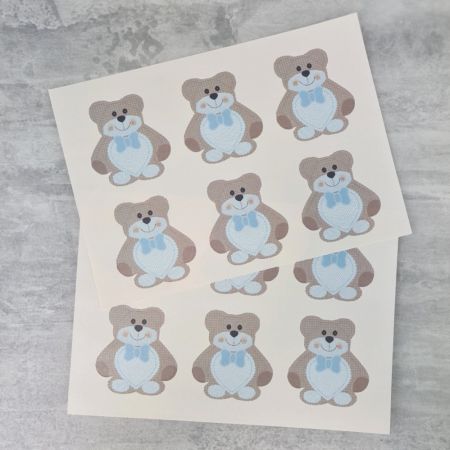 Leaf of 12 brands card stock Teddy the Pooh, Blue Heart