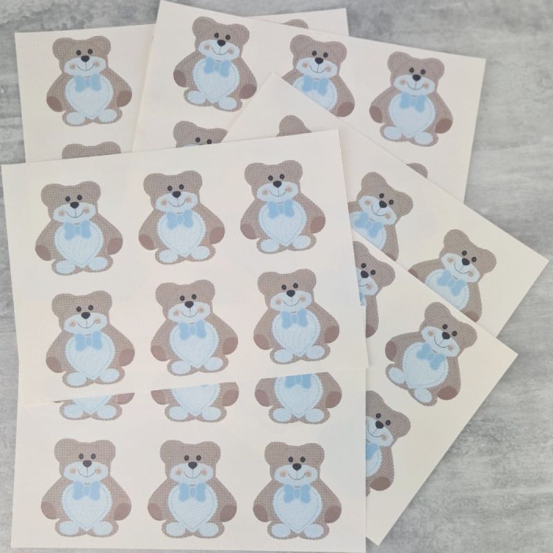 Leaf of 12 brands card stock Teddy the Pooh, Blue Heart