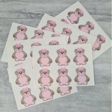 copy ofSet of 12 Teddy Bear Place Cards with Pink Heart & Bow (6x5 cm) – Table Decor for Girl Baby Shower, Baptism & Birthday