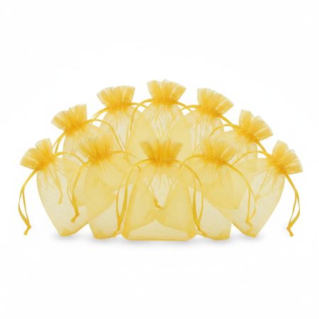 10er-Set Organzabeutel Gelb (7,5 x 10 cm) – Säckchen für Hochzeitsmandeln, Geschenke & Schmuck