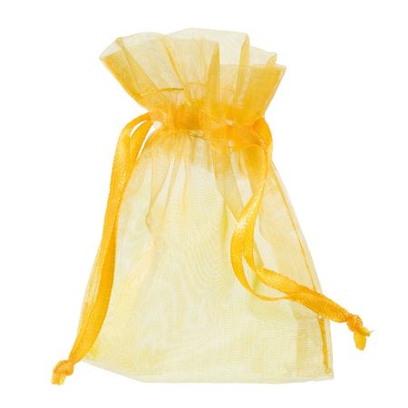 Lot de 10 Sachets en Organza Jaune (7,5 x 10 cm) – Pochons à Dragées & Bijoux pour Mariage, Baptême & Communion