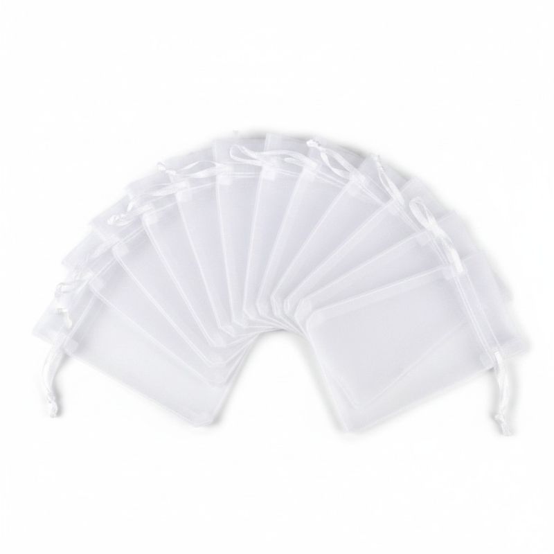 10 Sachets en Organza blanc (7,5 x 10 cm) – Pochons à Dragées, Bijoux pour Mariage, Baptême, Communion